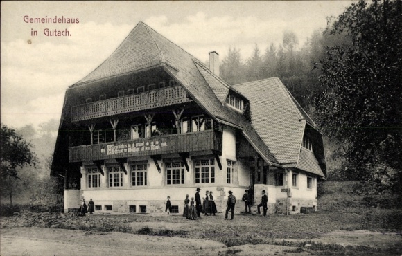 Postcard Gutach at the Black Forest Railway Baden, Community Center