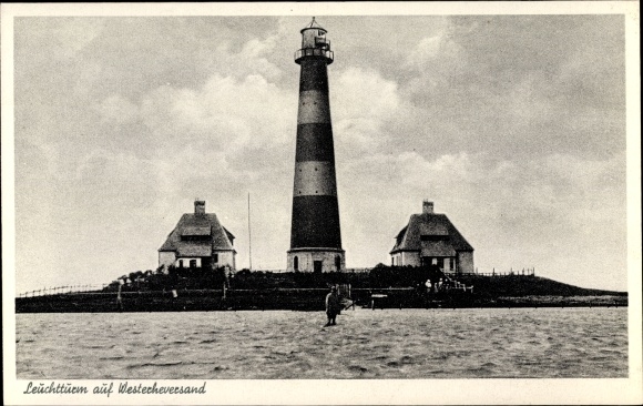 Postcard Westerhever, view of the lighthouse on Westerheversand
