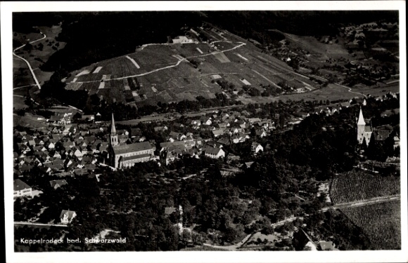 Postcard Kappelrodeck in the Black Forest, aerial photograph