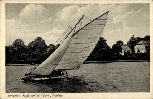 Postcard Zarrentin am Schaalsee, sailing, sailing boat