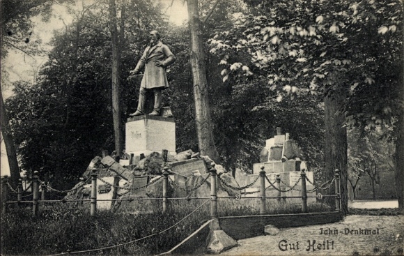 Ak Berlin Neukölln Rixdorf, Jahn Denkmal in der Hasenheide, Turnplatz