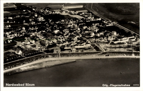 Postcard Nordseebad Büsum, aerial photograph