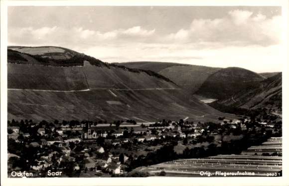 Postcard Ockfen an der Saar, aerial photograph