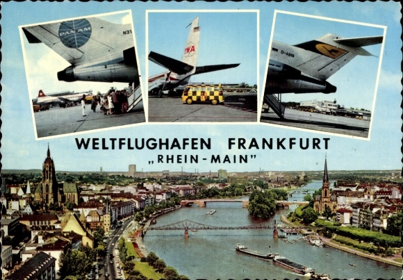 Frankfurt am Main Airport, Rhein Main International Airport, passenger aircraft, Pan Am, TWA, Lufthansa