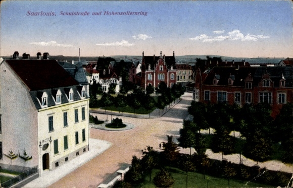 Postcard Saarlouis in Saarland, view into Schulstraße and Hohenzollernring