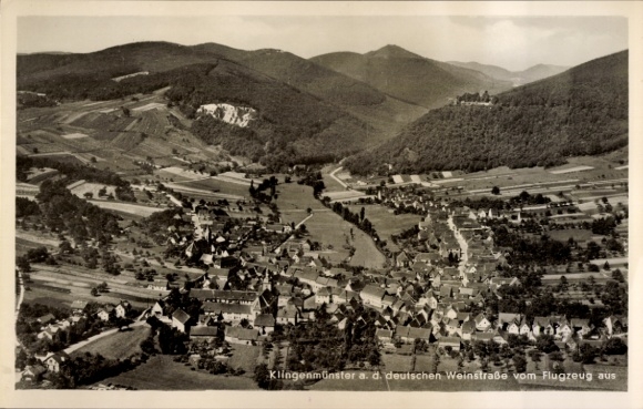 Postcard Klingenmünster on the Wine Route Palatinate, aerial photograph