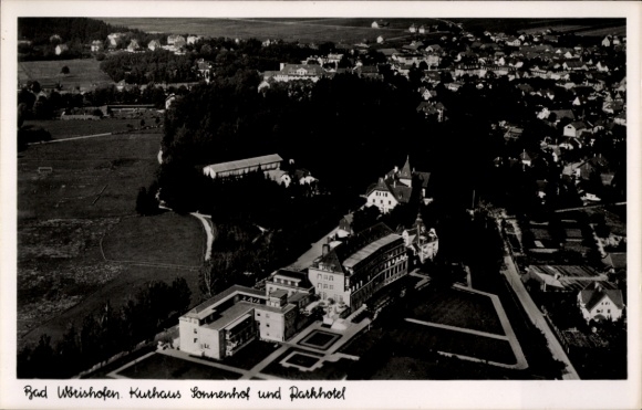 Postcard Bad Wörishofen in Unterallgäu, aerial photograph, Kurhaus Sonnenhof