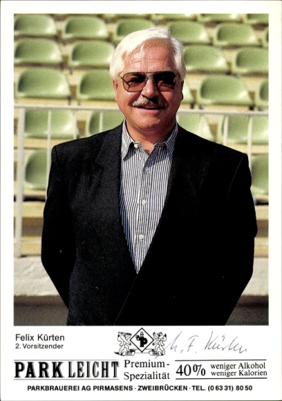 Autograph card 2nd Chairman Felix Kürten, FC 08 Homburg, autograph
