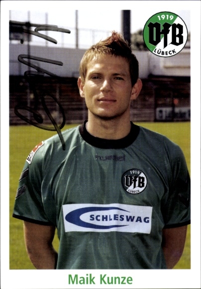 Autograph card footballer Maik Kunze, VFB Lübeck, autograph