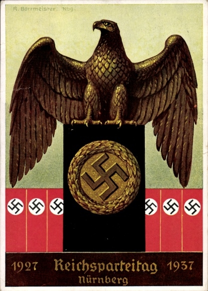 Artist Postcard Borrmeister, R., Nuremberg, Nazi Party Rally 1927-1937, National Eagle