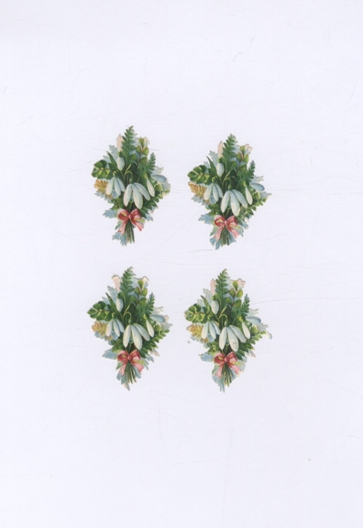4 wafer flower arrangements with snowdrops, each approx. 6.5 x 4 cm