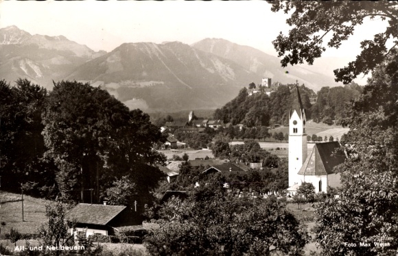 Postcard Altenbeuern Neubeuern in Upper Bavaria, partial view with church