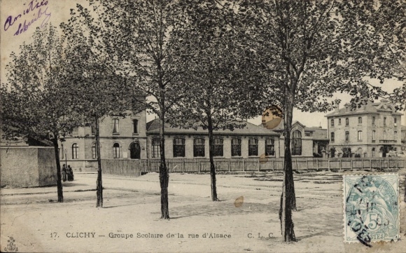 Postcard Clichy Hauts de Seine, Groupe Scolaire de la rue d'Alsace