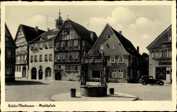 Postcard Nidda in Hesse, market place