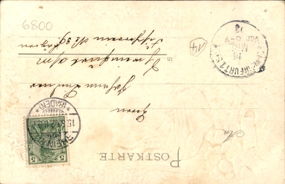 Embossed Passepartout PC Mannheim, Father Rhine, Water Tower with Fontaine