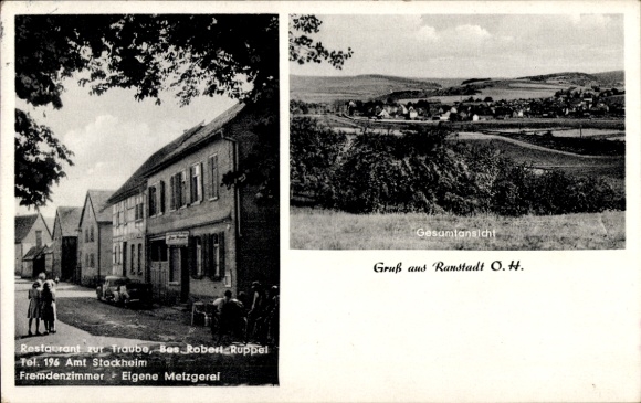 Postcard Ranstadt in Hesse, general view, Restaurant zur Traube