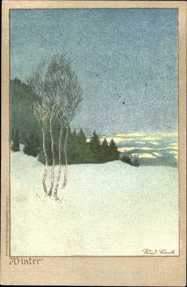Artist Chromo-Litho Allegory of Winter, Landscape