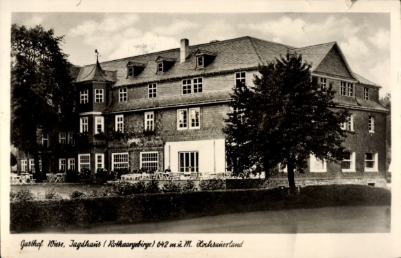 Ak Jagdhaus im Rothaargebirge Schmallenberg im Hochsauerland, Gasthof Wiese, Jagdhans, 642 m ü. M