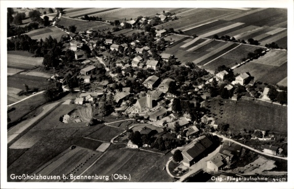 Postcard Großholzhausen Raubling in Upper Bavaria, aerial photograph