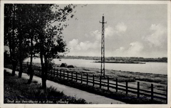 Postcard Geesthacht on the Elbe, Panorama, Uferweg