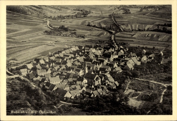 Postcard Bieberehren in Lower Franconia, aerial photograph