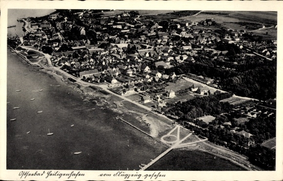 Postcard Ostseebad Heiligenhafen, aerial photograph