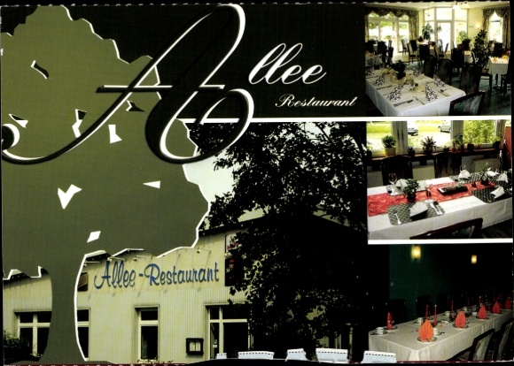 Postcard Hoyerswerda in Upper Lusatia, Allee Restaurant, interior view, table decoration, guests
