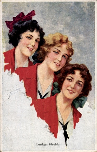 Artist Postcard Fisher, Bill, Merry Shamrock, Three Women