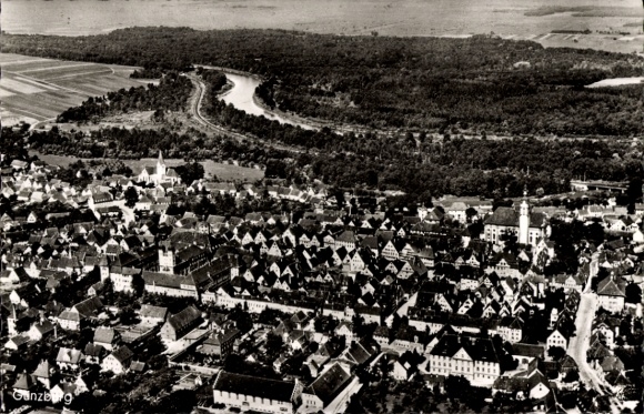 Postcard Günzburg on the Danube Swabia, aerial photograph