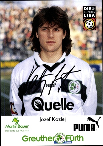 Autograph card footballer Jozef Kozlej, SpVgg Greuther Fürth, autograph