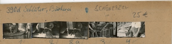 Kontaktabzug Fotos Berlin Schöneberg, Bäckerei Schlüter, 5 Fotos ca. 4x2 cm