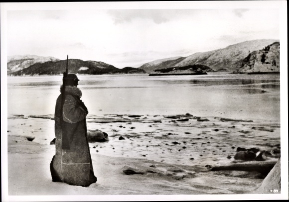 Photo Hoffmann, German Wehrmacht sentry on watch in a Norwegian fjord, April 1942