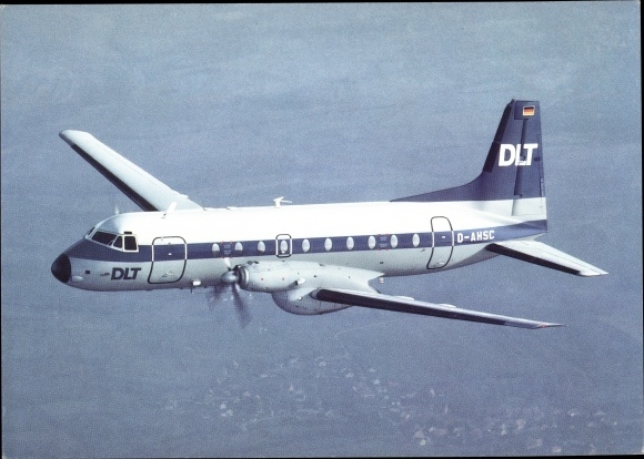 Postcard HS 748, DLT, passenger aircraft, D-AHSC