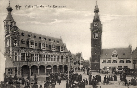 Postcard Gent Liège, World Exhibition 1913, Old Flanders, The Restaurant