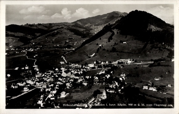 Postcard Oberstaufen in Allgäu, aerial photograph