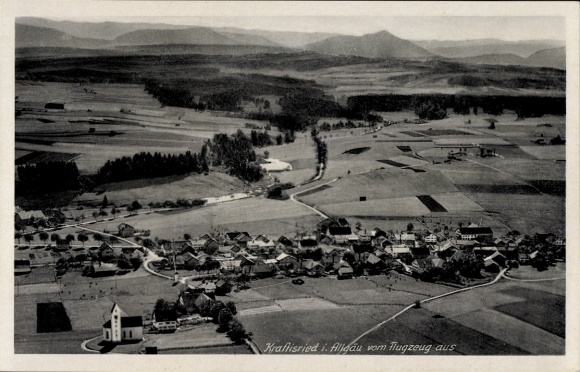 Postcard Kraftisried in Allgäu, aerial photograph