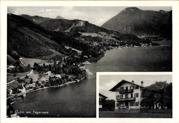 Postcard St. Quirin Gmund am Tegernsee Upper Bavaria, aerial photograph