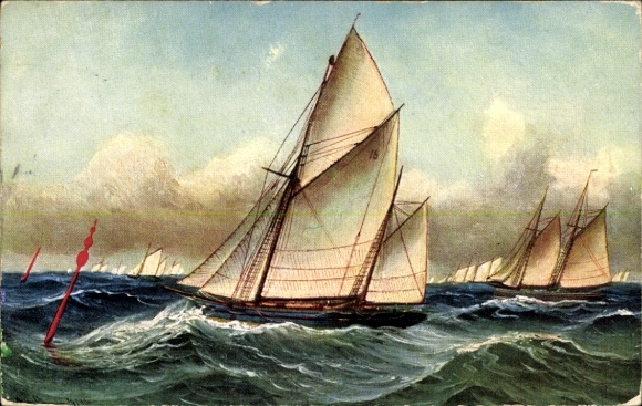 Postcard Altfriedstein Niederlößnitz Radebeul, sailing ships on the high seas