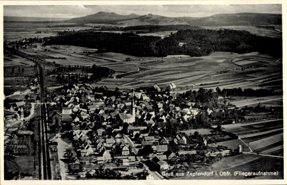 Ak Zapfendorf in Oberfranken, Fliegeraufnahme