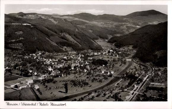 Ak Hausen im Wiesental, Fliegeraufnahme, Hebels Heimatort