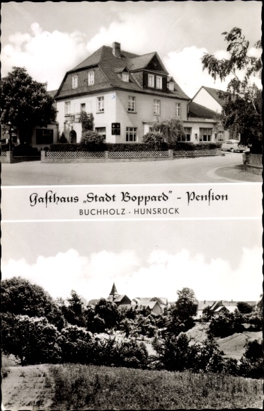 Postcard Buchholz in the Hunsrück Boppard am Rhein, inn &quot;Zur Stadt Boppard&quot;, panorama