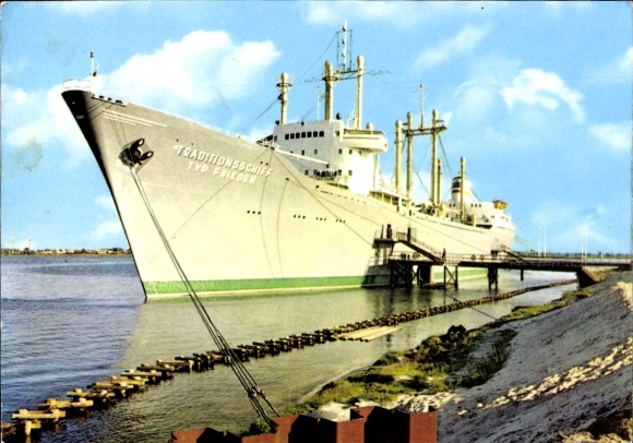 Postcard Schmarl Rostock, traditional ship type Frieden, DSR