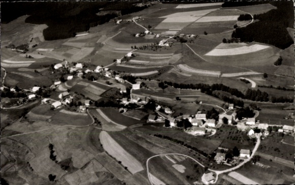 Ak Kappel Niedereschach im Schwarzwald Baden, Fliegeraufnahme, Pension und Gasthaus Emil Straub