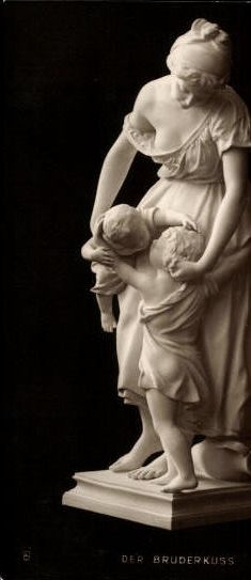 6 old Postcard sculptures, different epochs