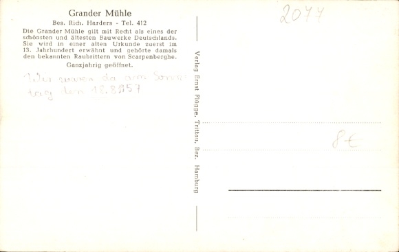 Postcard Kuddewörde District of Lauenburg Schleswig Holstein, game on d. Grander Mill