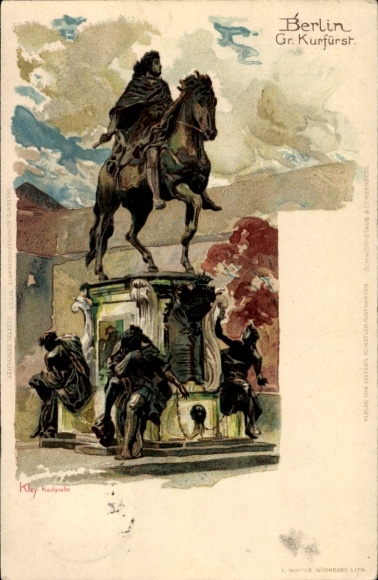 Postcard Berlin Tiergarten, equestrian statue of the Great Elector, detailed view, monument, historical...