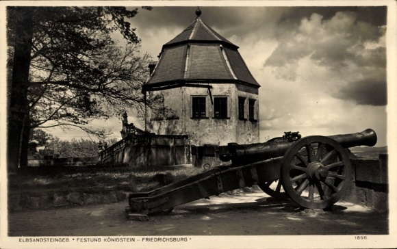 Ak Königstein an der Elbe Sächsische Schweiz, Festung  Kanone,  Architektur, 1898