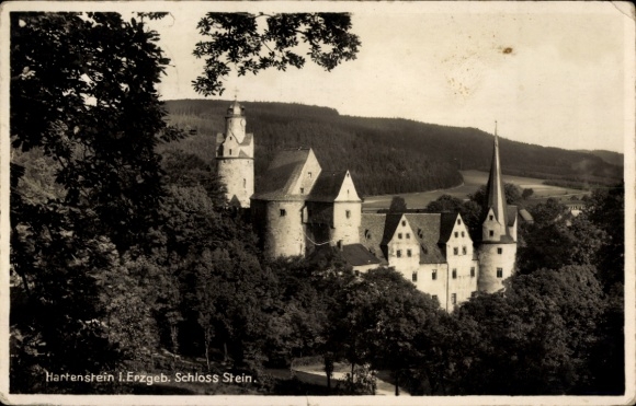 Postcard Stein Hartenstein in the Ore Mountains Saxony, view of Stein Castle, Ore Mountains, s building