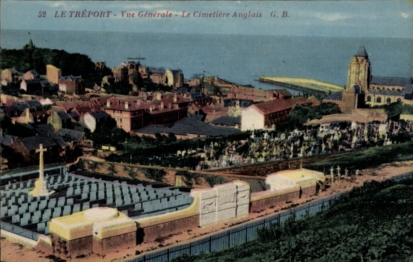 Ak Le Tréport Seine Maritime, Panorama, Cimetiere Anglais