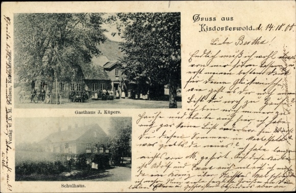 Postcard Kisdorfer Wohld Kisdorf in the district of Segeberg, inn J. Küpers, schoolhouse
